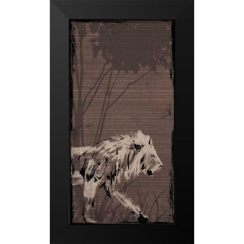 Lion Black Modern Wood Framed Art Print by OnRei