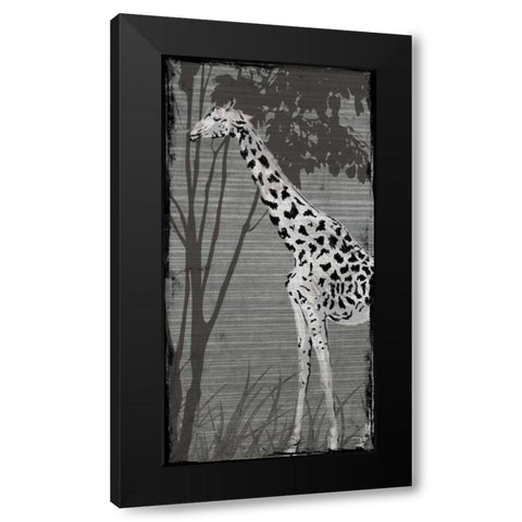 Grey Giraffe Black Modern Wood Framed Art Print with Double Matting by OnRei