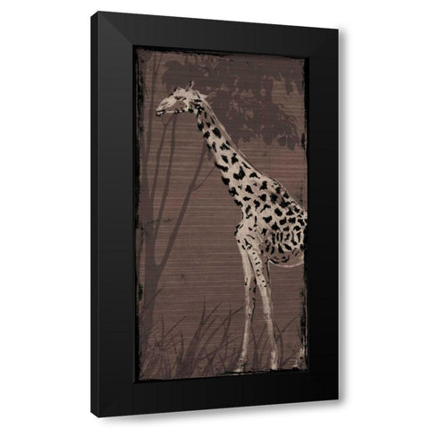 Giraffe Black Modern Wood Framed Art Print with Double Matting by OnRei