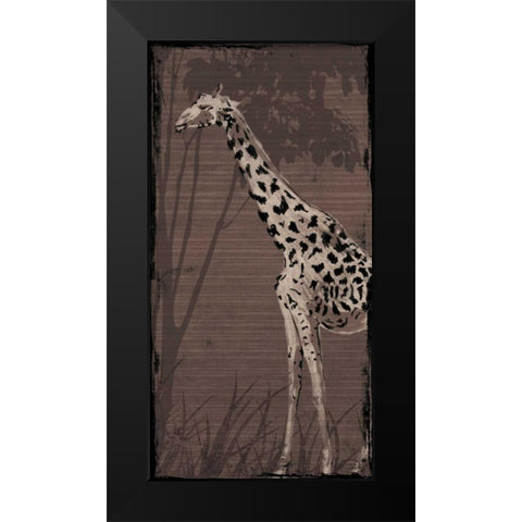 Giraffe Black Modern Wood Framed Art Print by OnRei