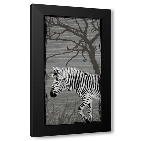 Grey Zebra Black Modern Wood Framed Art Print with Double Matting by OnRei