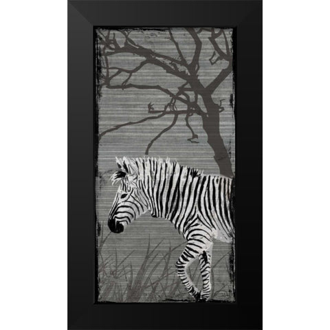 Grey Zebra Black Modern Wood Framed Art Print by OnRei