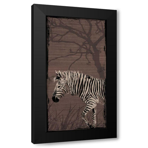 Zebra Black Modern Wood Framed Art Print with Double Matting by OnRei