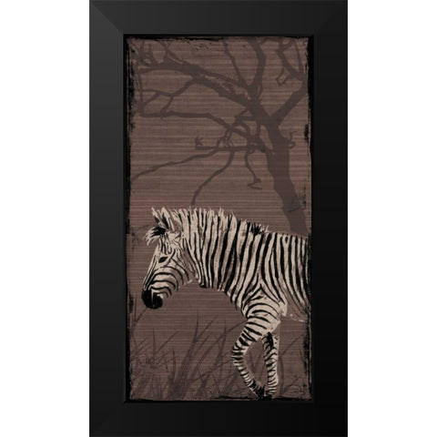 Zebra Black Modern Wood Framed Art Print by OnRei