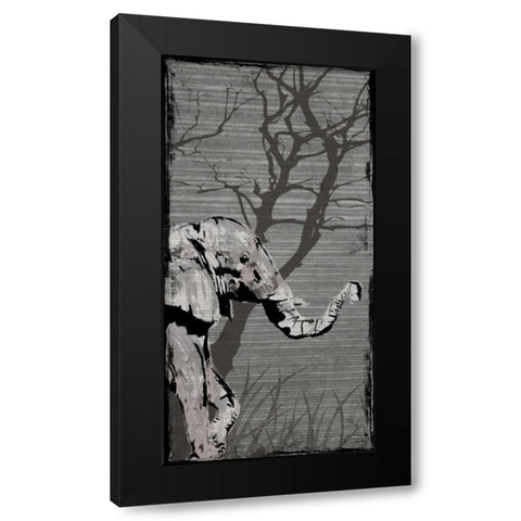 Gery Elephant Black Modern Wood Framed Art Print with Double Matting by OnRei