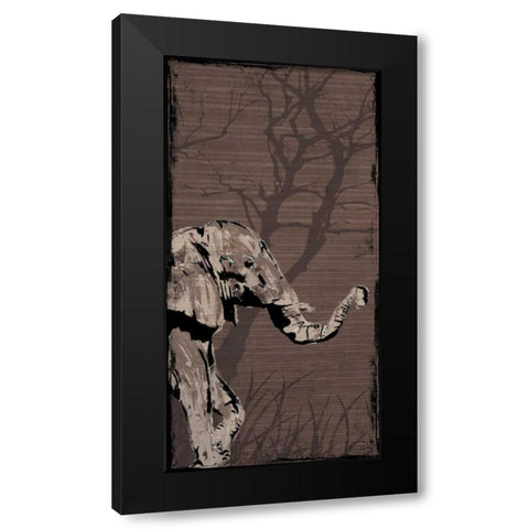 Elephant Black Modern Wood Framed Art Print with Double Matting by OnRei