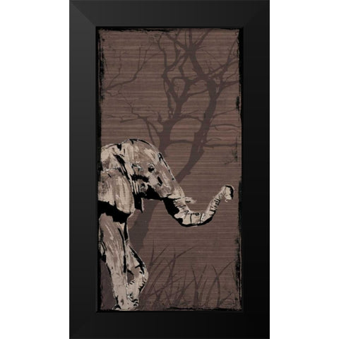 Elephant Black Modern Wood Framed Art Print by OnRei