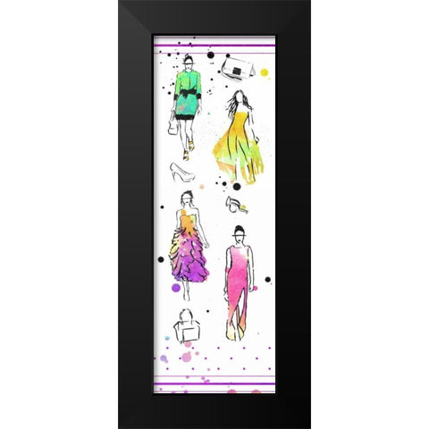 Colorful Dresses Black Modern Wood Framed Art Print by OnRei