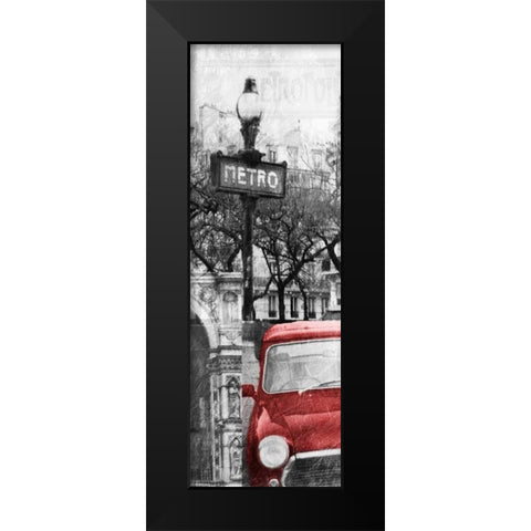 Paris Collage Mate Black Modern Wood Framed Art Print by OnRei