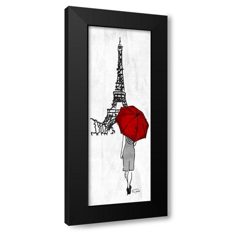 Eiffel Umbrella Black Modern Wood Framed Art Print with Double Matting by OnRei