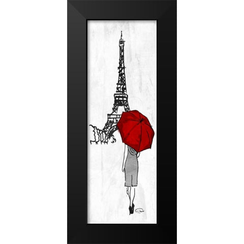 Eiffel Umbrella Black Modern Wood Framed Art Print by OnRei