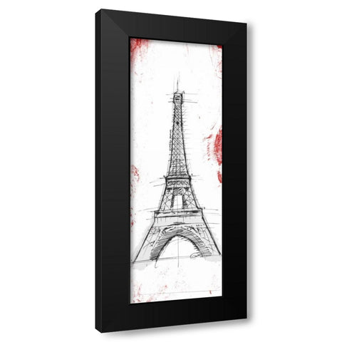 Eiffel Red Pop Sketch Black Modern Wood Framed Art Print with Double Matting by OnRei