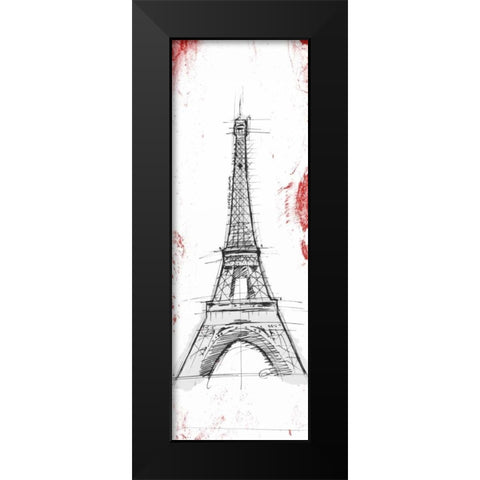 Eiffel Red Pop Sketch Black Modern Wood Framed Art Print by OnRei