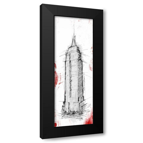 Empire Red Pop Sketch Black Modern Wood Framed Art Print with Double Matting by OnRei