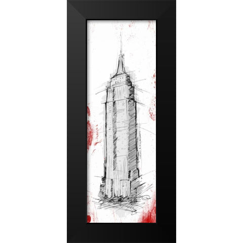 Empire Red Pop Sketch Black Modern Wood Framed Art Print by OnRei