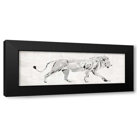 Sketched Lion Black Modern Wood Framed Art Print with Double Matting by OnRei