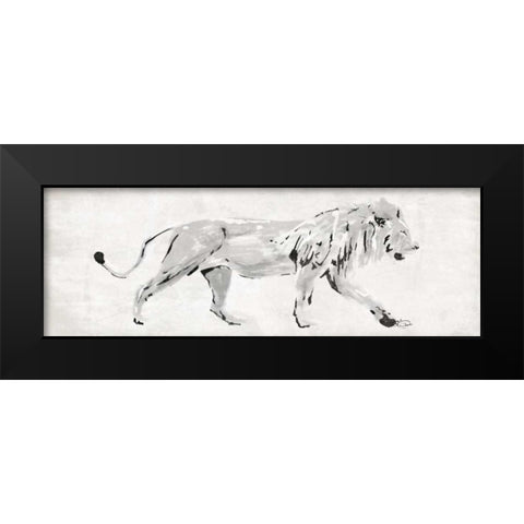 Sketched Lion Black Modern Wood Framed Art Print by OnRei