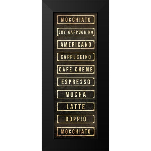 Coffee List Black Modern Wood Framed Art Print by OnRei