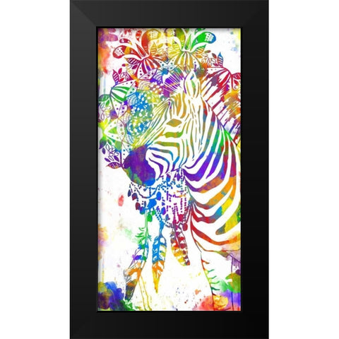 Colorful Zebra Mandala Black Modern Wood Framed Art Print by OnRei