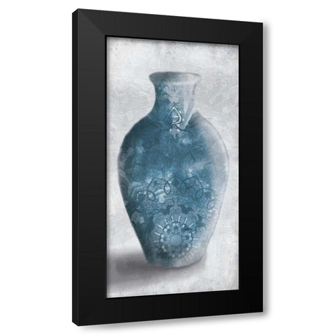 Blue Mandala Smoke Black Modern Wood Framed Art Print with Double Matting by OnRei