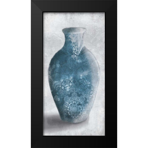 Blue Mandala Smoke Black Modern Wood Framed Art Print by OnRei