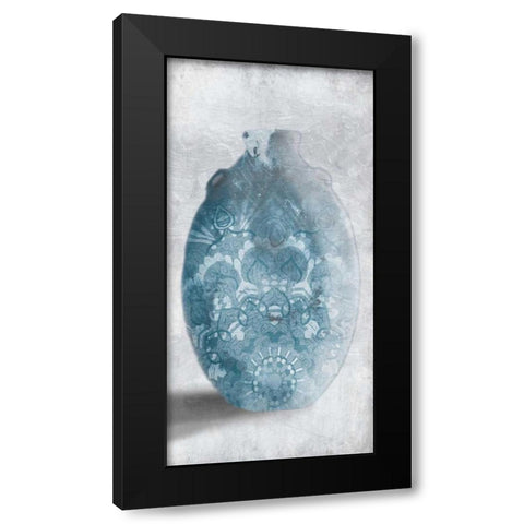 Blue Mandala Smoke Mate Black Modern Wood Framed Art Print with Double Matting by OnRei