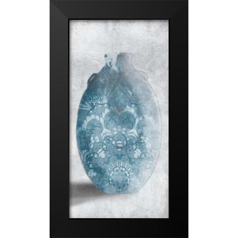 Blue Mandala Smoke Mate Black Modern Wood Framed Art Print by OnRei