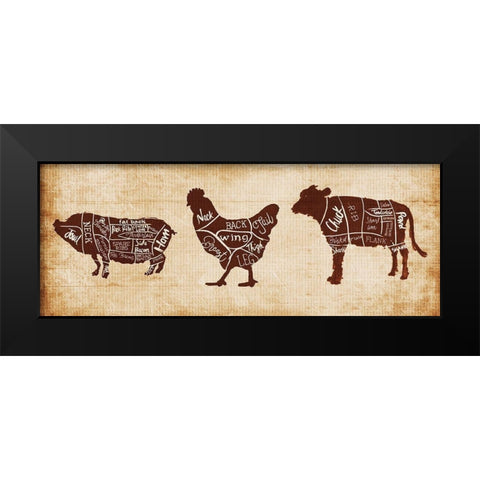 Farm Cuts Black Modern Wood Framed Art Print by OnRei