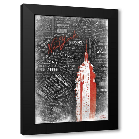 Empire RED Black Modern Wood Framed Art Print with Double Matting by OnRei