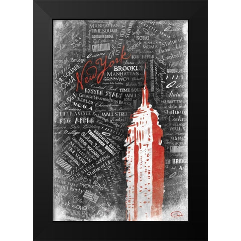 Empire RED Black Modern Wood Framed Art Print by OnRei