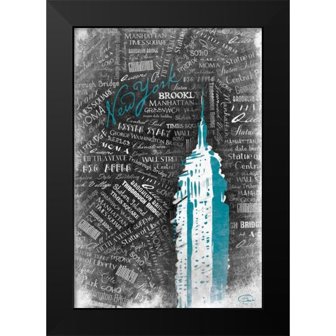 Empire Teal Black Modern Wood Framed Art Print by OnRei