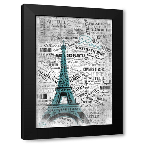 Eiffel Black Modern Wood Framed Art Print with Double Matting by OnRei