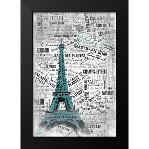 Eiffel Black Modern Wood Framed Art Print by OnRei