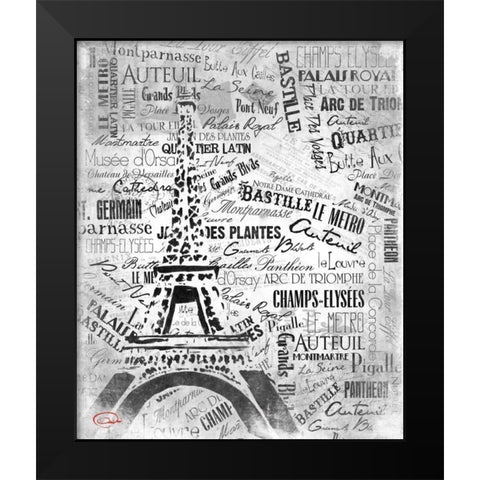 Eiffel NO PARIS Black Modern Wood Framed Art Print by OnRei