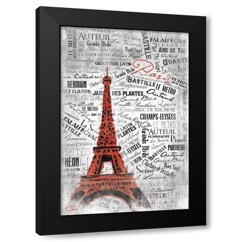 Eiffel C Black Modern Wood Framed Art Print with Double Matting by OnRei