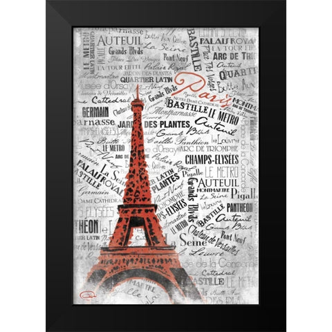 Eiffel C Black Modern Wood Framed Art Print by OnRei