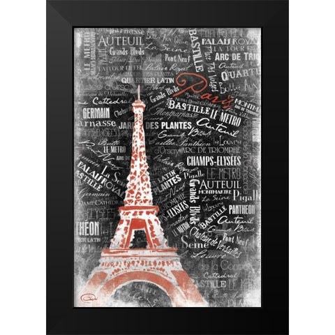 LOVE TOWER Black Modern Wood Framed Art Print by OnRei