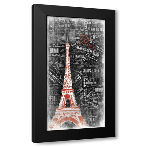 Eiffel LOVE Black Modern Wood Framed Art Print with Double Matting by OnRei