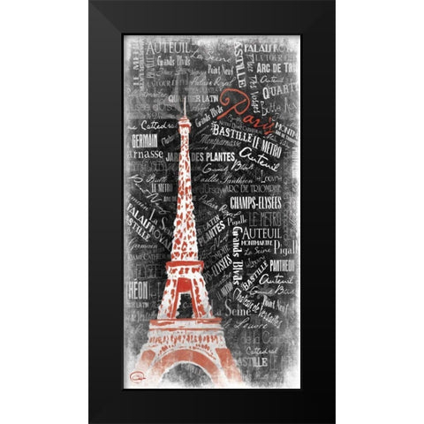 Eiffel LOVE Black Modern Wood Framed Art Print by OnRei