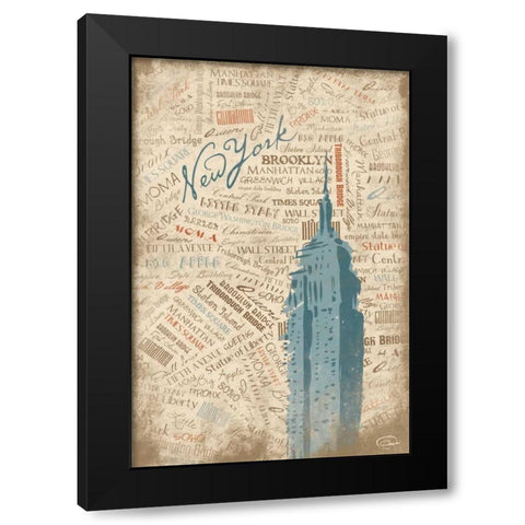 EMPIRE STATE Black Modern Wood Framed Art Print with Double Matting by OnRei