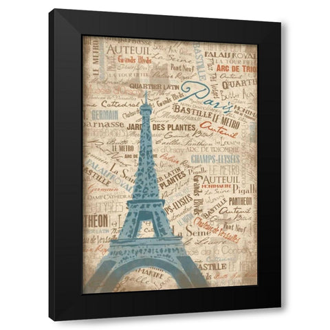 PARIS LOVE Black Modern Wood Framed Art Print with Double Matting by OnRei