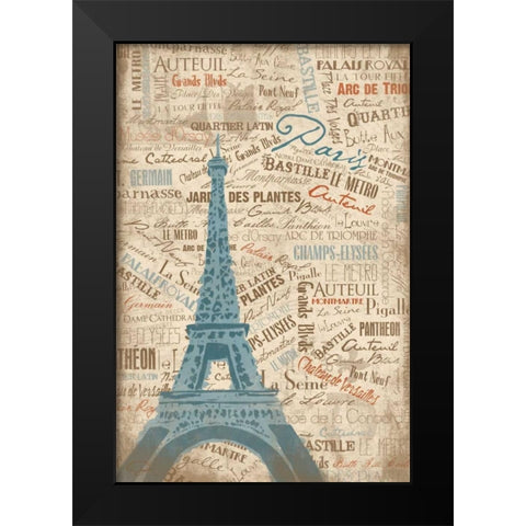 PARIS LOVE Black Modern Wood Framed Art Print by OnRei