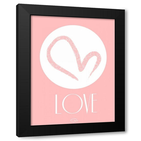 PINK LOVE Black Modern Wood Framed Art Print with Double Matting by OnRei