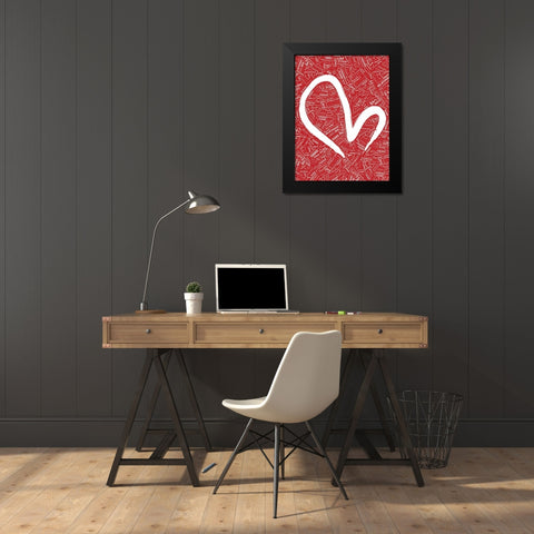 LOVE RED Black Modern Wood Framed Art Print by OnRei