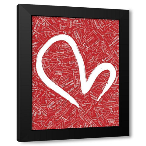 LOVE RED Black Modern Wood Framed Art Print with Double Matting by OnRei