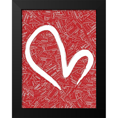 LOVE RED Black Modern Wood Framed Art Print by OnRei