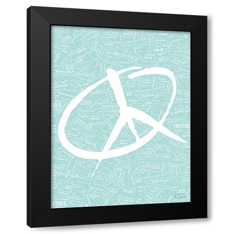 AQUA PEACE Black Modern Wood Framed Art Print with Double Matting by OnRei