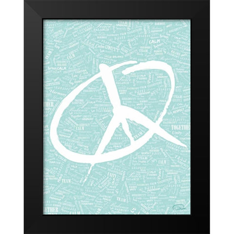 AQUA PEACE Black Modern Wood Framed Art Print by OnRei