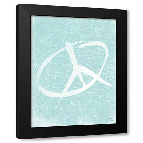 PEACE E Black Modern Wood Framed Art Print with Double Matting by OnRei