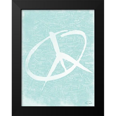 PEACE E Black Modern Wood Framed Art Print by OnRei